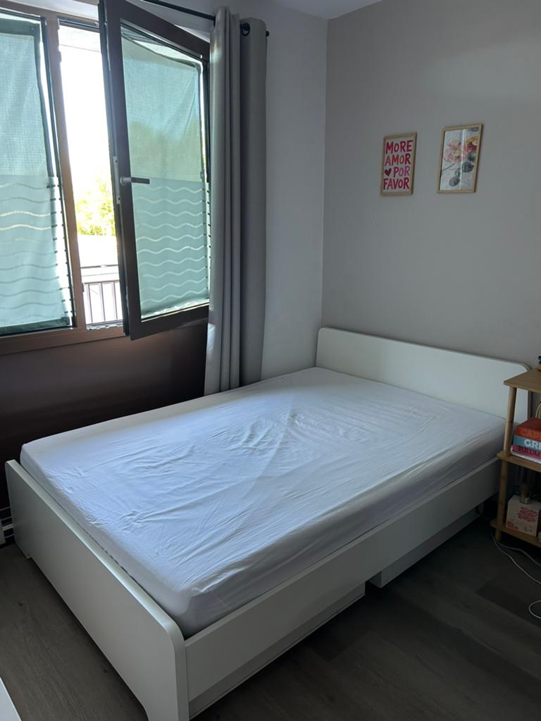 Ikea wit tweepersoonsbed met Opbergruimte 140x200 ZGAN, Huis en Inrichting, Slaapkamer | Bedden, Ophalen, Gebruikt, Wit, Tweepersoons