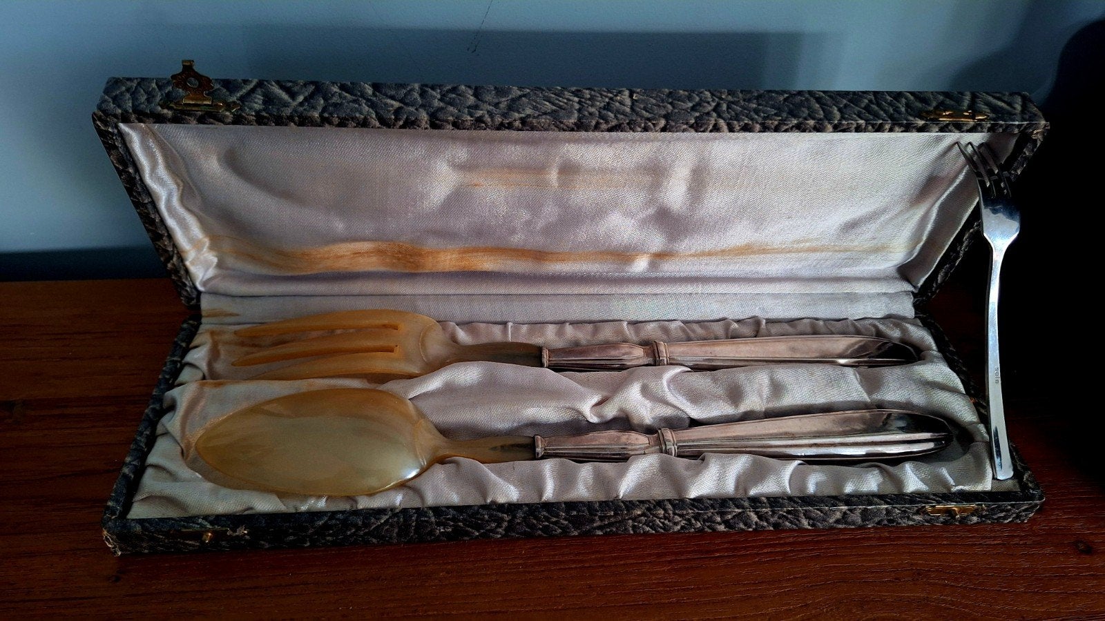 Antiek Art Deco Slabestek – Zilver & Hoorn, Ophalen of Verzenden
