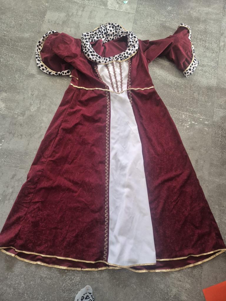 Prinsessenjurk Maat 46 incl pruik en kroon, Carnaval, Maat 46/48 (XL) of groter, Ophalen of Verzenden, Zo goed als nieuw