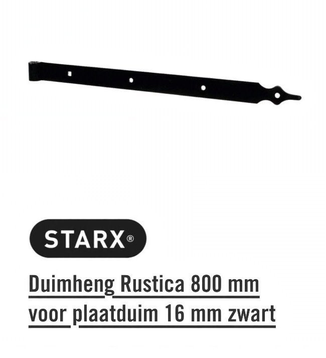 4 Heng scharnier Starx  80 cm + plaatduim 16 mm, Ophalen of Verzenden, Gebruikt, IJzer, Scharnier