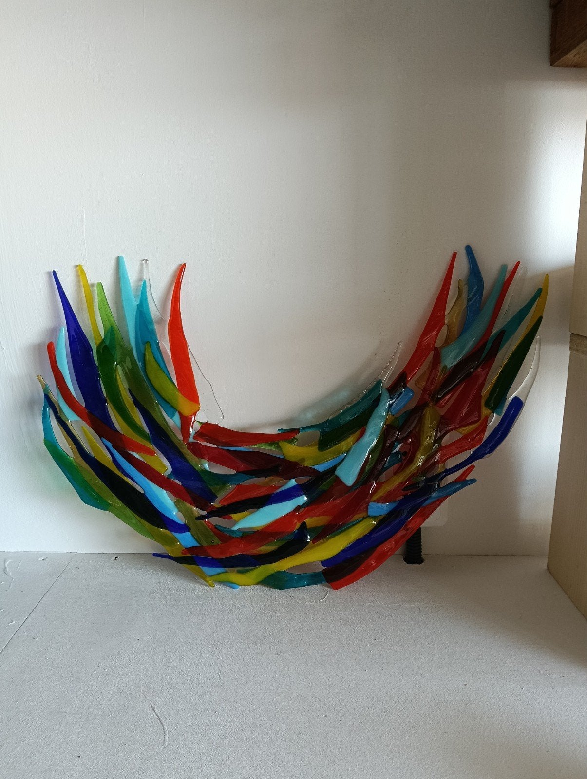 Kleurrijk Glasfusing Kunstobject - Wanddecoratie, Glas, Meerkleurig, Verzenden, Handgemaakt