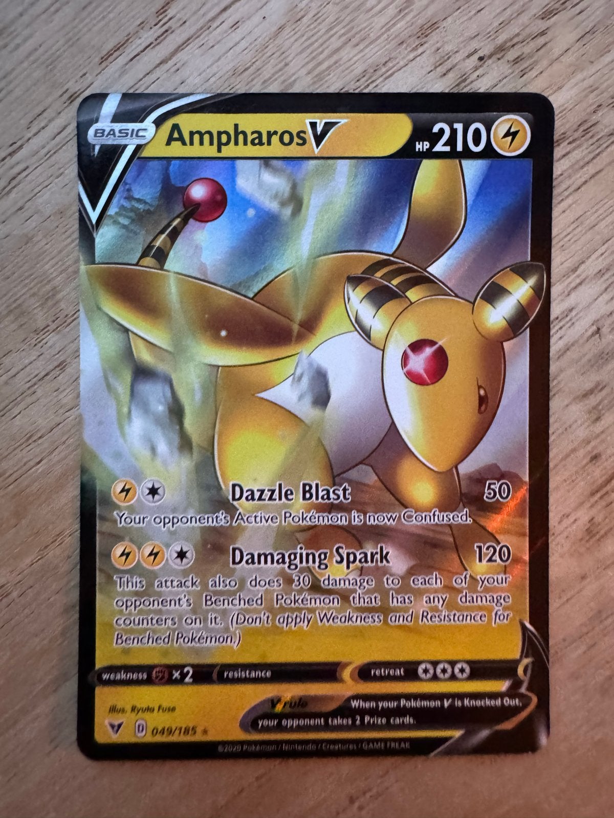 Ampharos V Pokémon Kaart - Zeldzaam en in Topstaat!, Ophalen of Verzenden, Zo goed als nieuw, Losse kaart