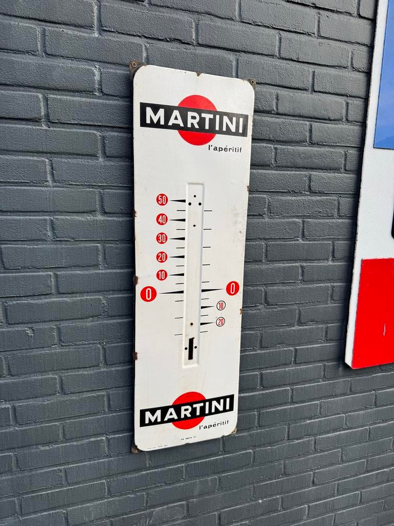 Vintage Martini Emaille Thermometer - Buitenthermometer, Ophalen of Verzenden