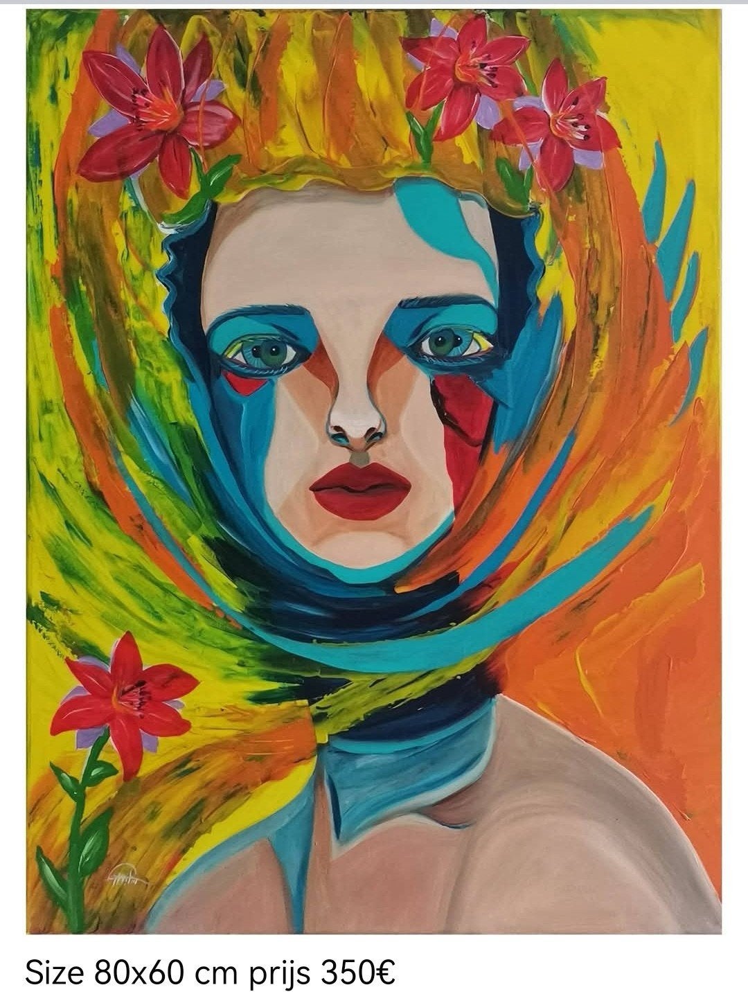 Vrouw schilderij, Ophalen of Verzenden