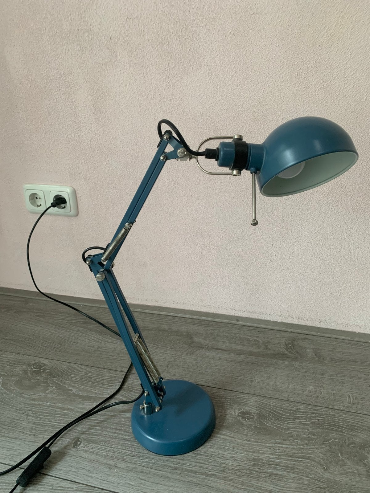 IKEA FORSÅ Bureaulamp - Blauw, verstelbaar, Blauw, Gebruikt, E14 (klein), Ophalen of Verzenden