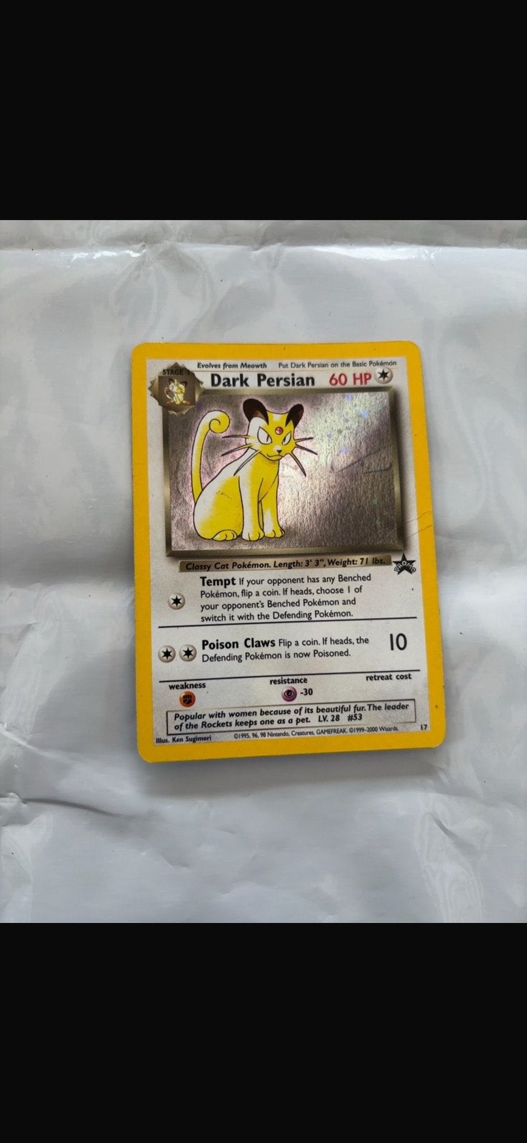 Pokémon Dark Persian Holo – Black Star Promo #17 – 2000, Hobby en Vrije tijd, Verzamelkaartspellen | Pokémon, Ophalen of Verzenden