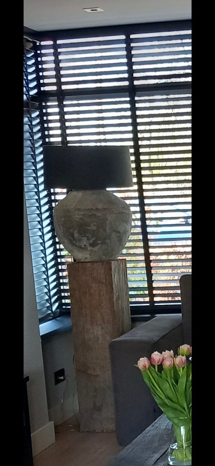 Landelijke robuuste kruiklamp inclusief zwarte kap, Ophalen, Zo goed als nieuw