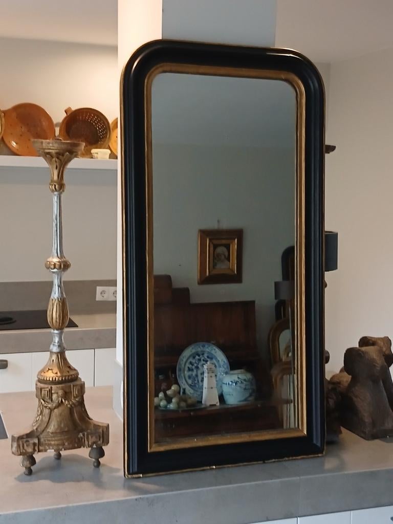 Charmante Antieke Franse Louis Philippe Spiegel, Antiek en Kunst, Ophalen, Rechthoekig, 50 tot 100 cm