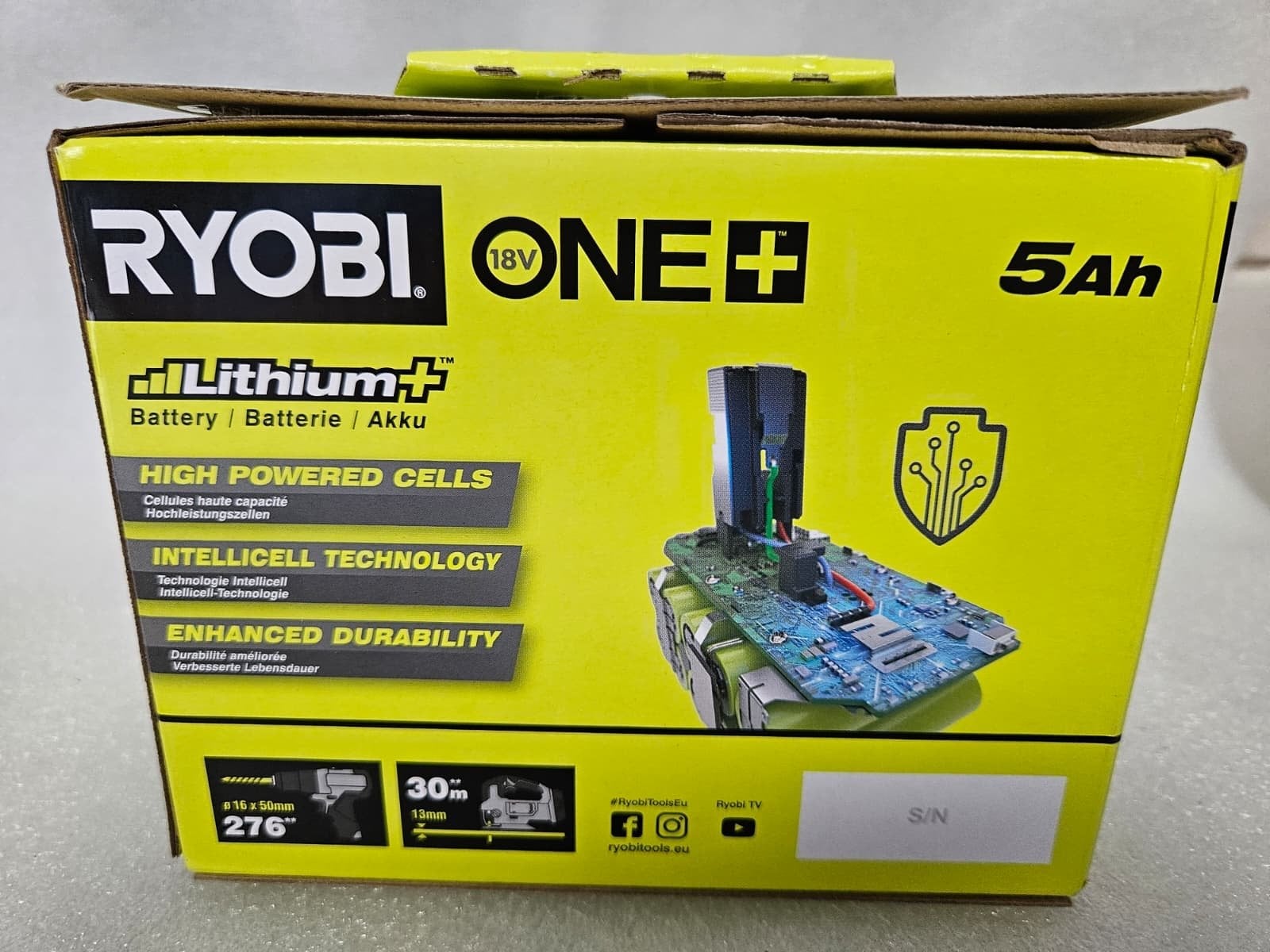 Ryobi ONE+ 18V Lithium+ 5Ah Accu - Nieuw in doos, Ophalen of Verzenden, Nieuw
