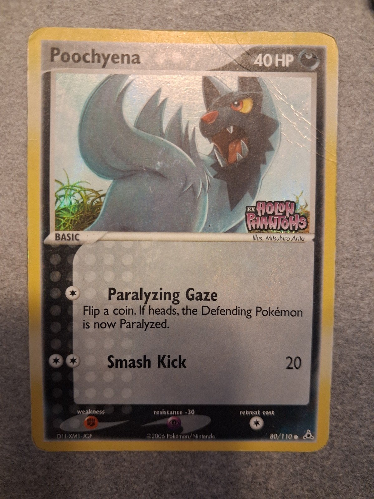 Poochyena Pokémon kaart - stamped Holon Phantoms 80/110, Ophalen of Verzenden, Gebruikt, Losse kaart, Foil