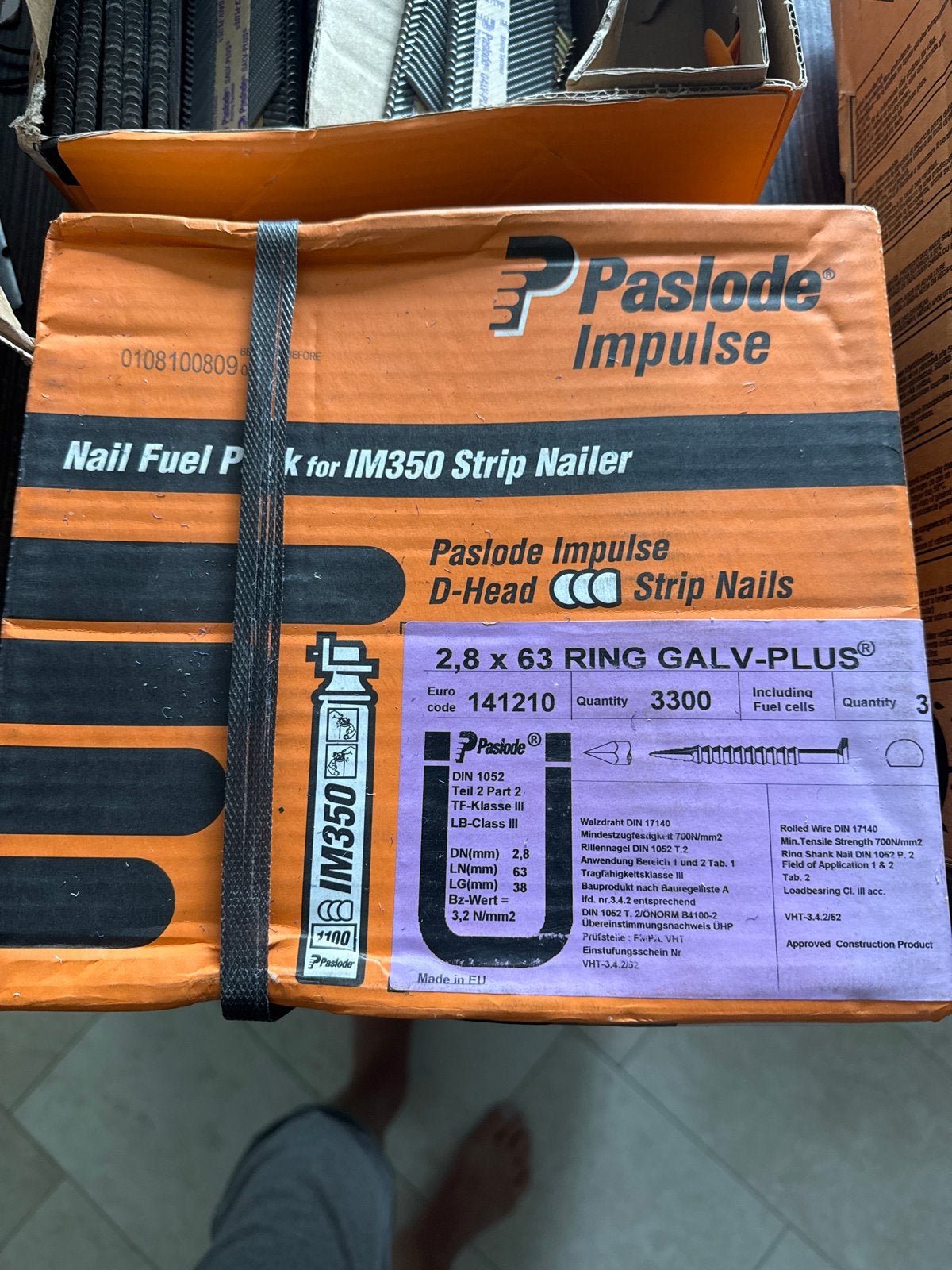 Paslode Strip Nagels 2.8 x 63 / 51mm Ring GALV-PLUS 11000 st, Ophalen, Nieuw, 50 tot 100 mm, Spijkers
