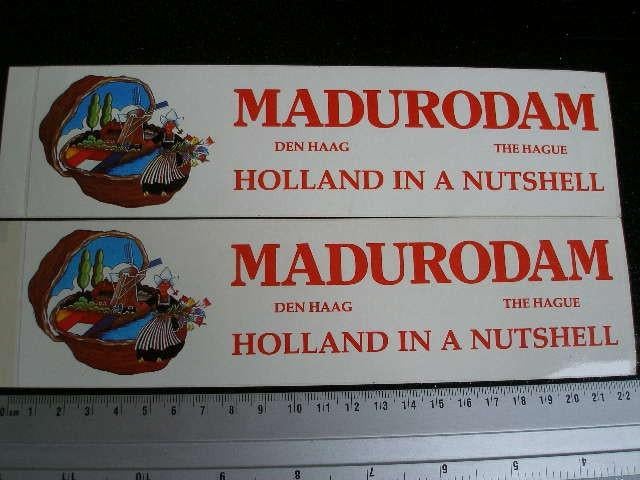 2x sticker madurodam den haag holland in a nutshell notendop, Verzenden, Zo goed als nieuw, Bedrijf of Vereniging