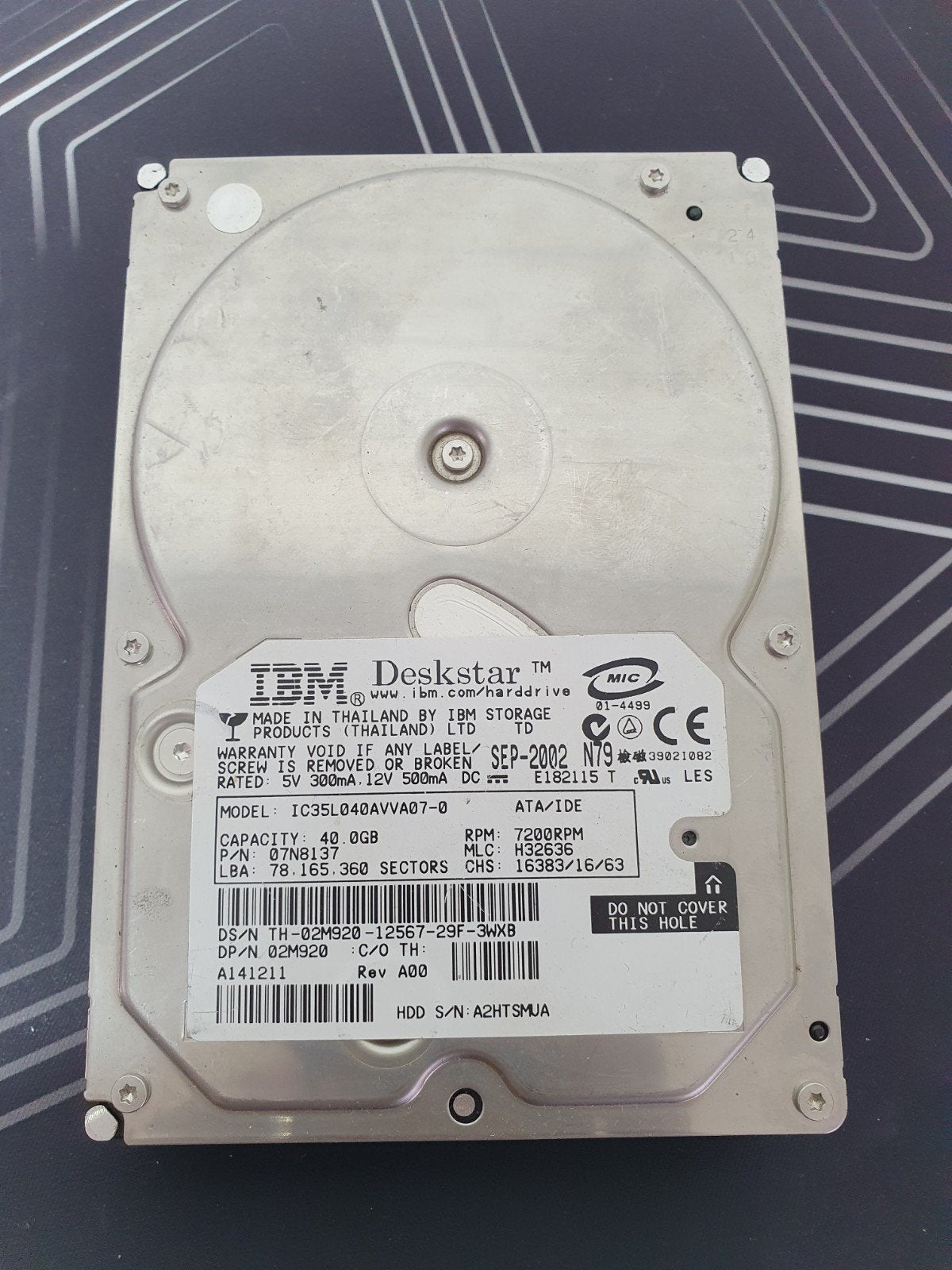 IBM Deskstar 120GXP 40GB harde schijf – 3.5" IDE (PATA), Intern, Gebruikt, ., HDD