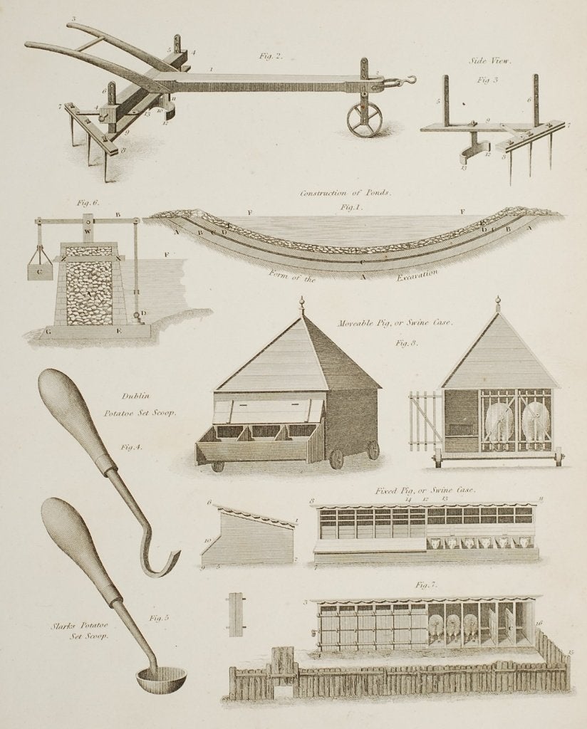 Landbouwwerktuigen - Originele illustratie uit 1810, Verzenden, Voor 1940, Zo goed als nieuw