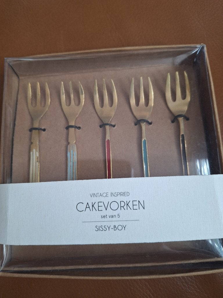 NIEUW in dooos cakevorken sissy-boy vintage inspired, Ophalen, Gebaksvork, Bestekset, Nieuw
