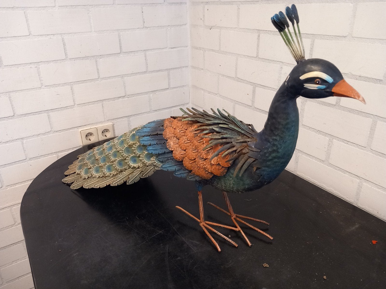 Decoratieve Pauw van Metaal - Uniek Kunstwerk, Ophalen, Meerkleurig, Overige stijlen, Zo goed als nieuw