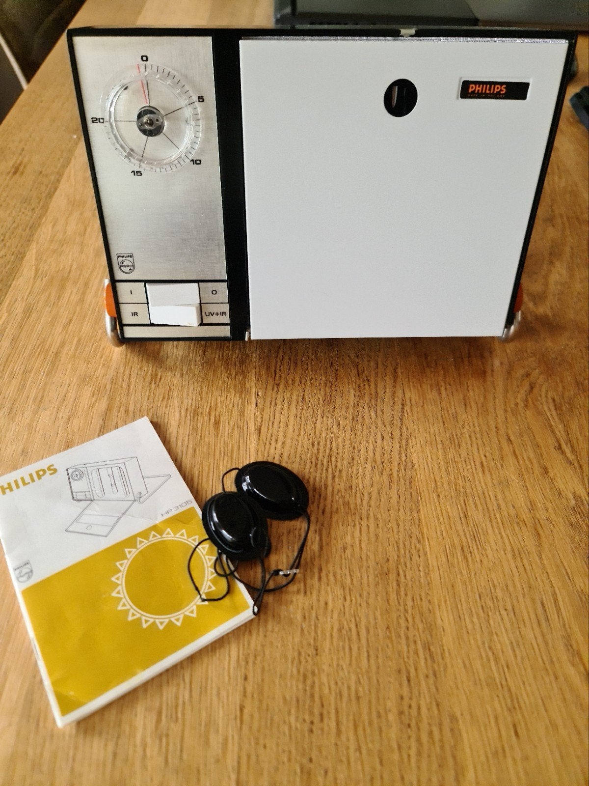 Retro Philips Zonnelamp/Gezichtsbruiner met Timer en Bril, Ophalen of Verzenden, Zo goed als nieuw, Gezichtsbruiner, Minder dan 10 lampen