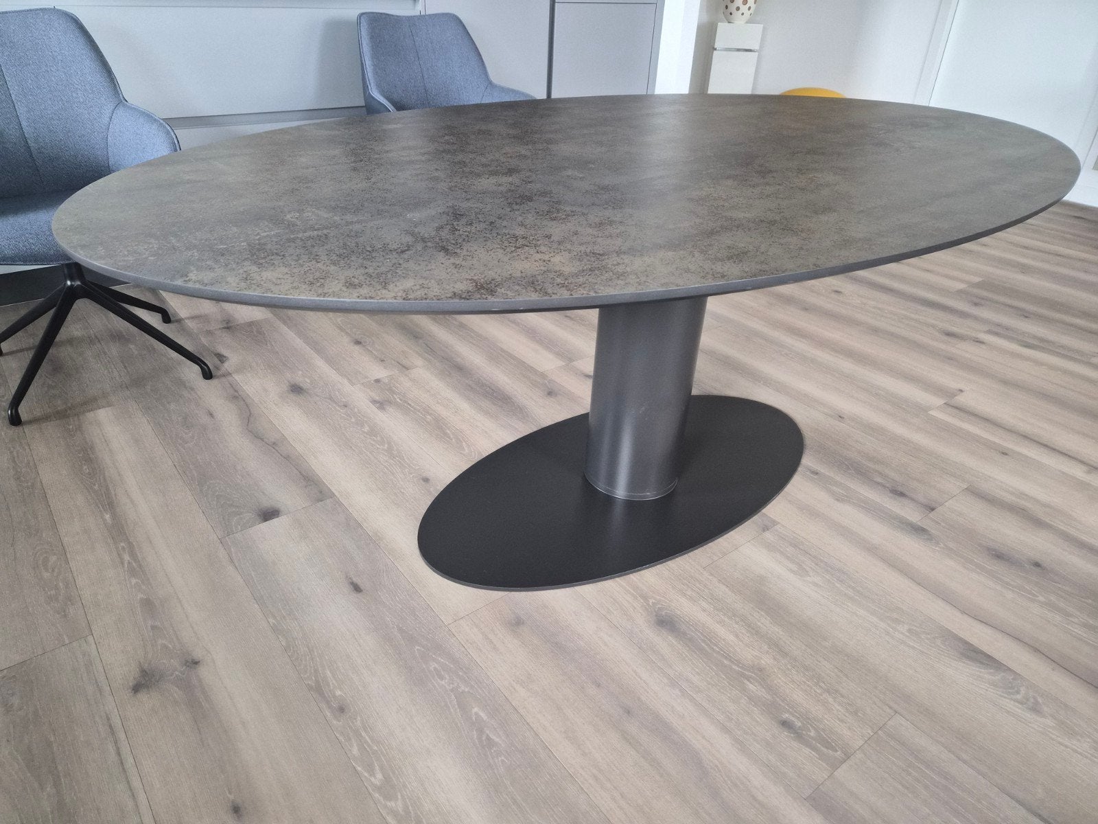 Ovale Keramische eettafel - Design Metaform Orfis Iron Moss, Ophalen, 100 tot 150 cm, 200 cm of meer, Zo goed als nieuw
