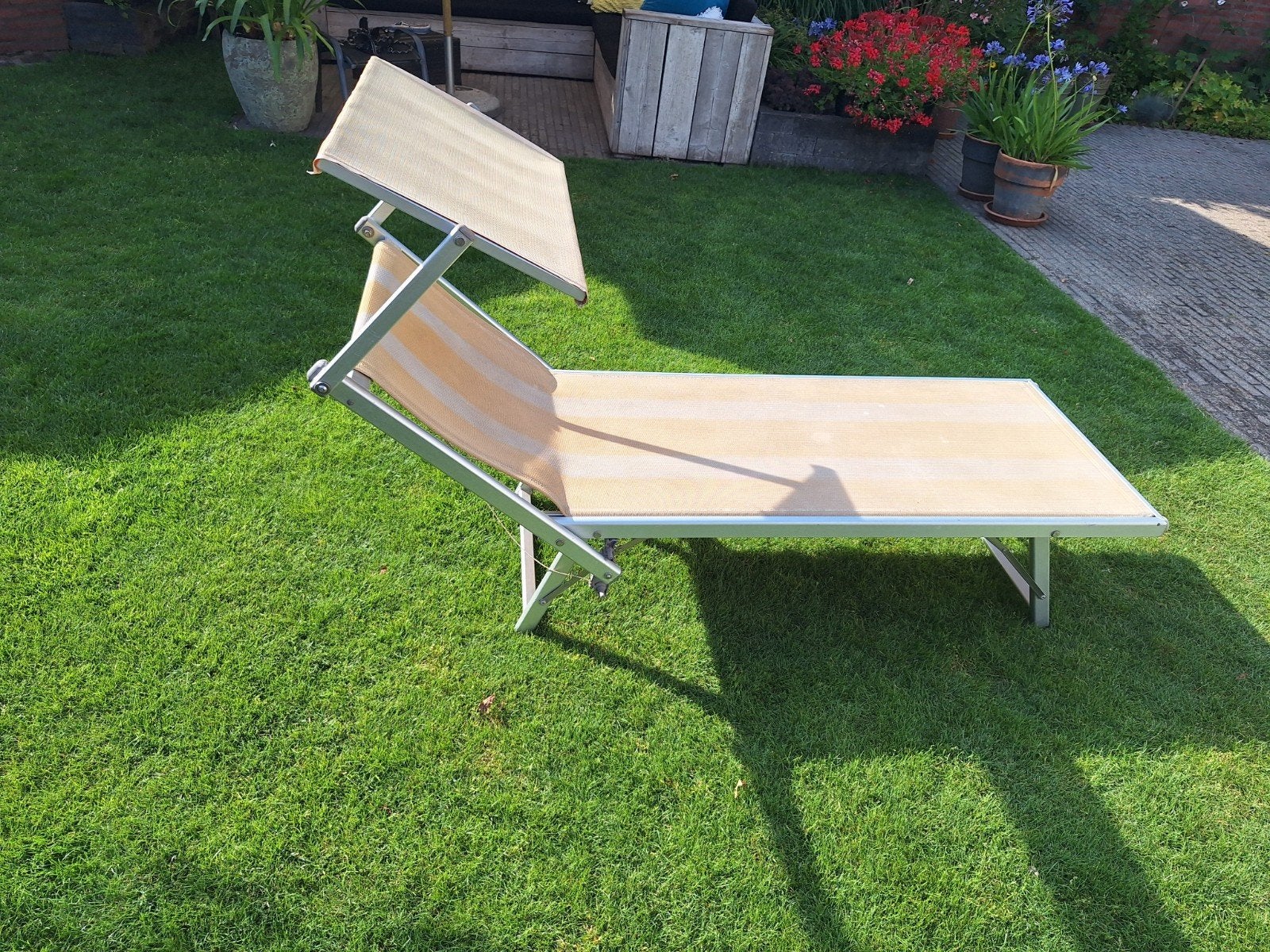 ligbed met luifel, aluminium, Tuin en Terras, Ligbedden, Ophalen of Verzenden, Aluminium