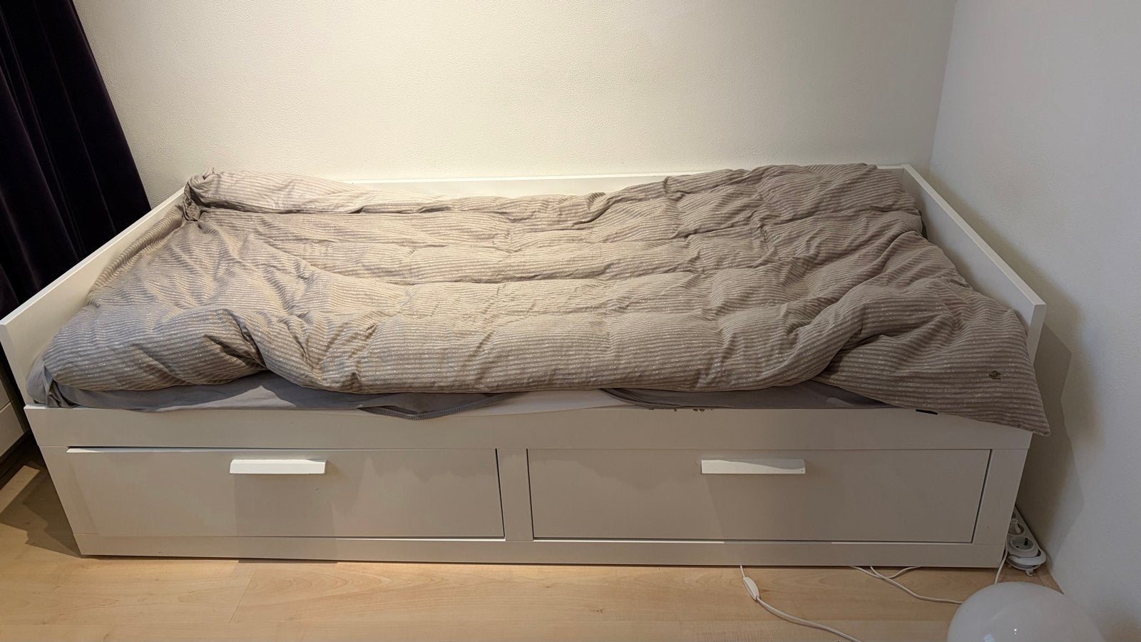 IKEA Hemnes bedbank met 2 lades, Ophalen, Wit, Tweepersoons, 80 cm