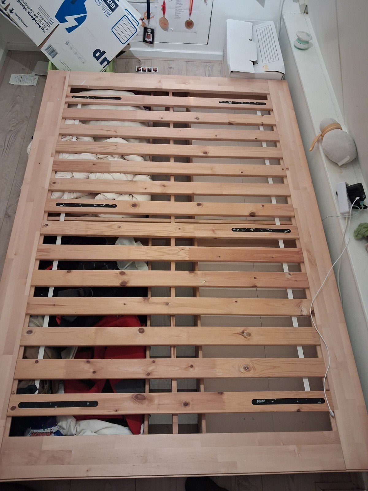 tweepersoonsbed met lattenbodem en opberglades, Ophalen, Gebruikt, Overige kleuren, Tweepersoons