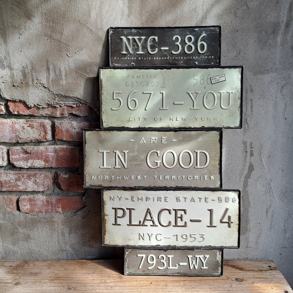 Stoere metalen wandplaat wandbord wanddecoratie *Etage3*, ., Ophalen of Verzenden, Zo goed als nieuw, .