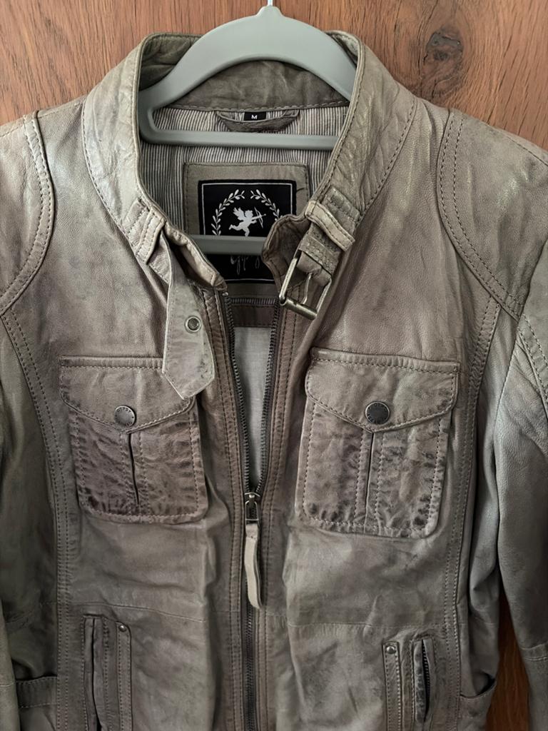 Gipsy Leren Jas Maat M - Stoer en Tijdloos, Kleding | Dames, Verzenden, Gedragen, Maat 38/40 (M), Grijs