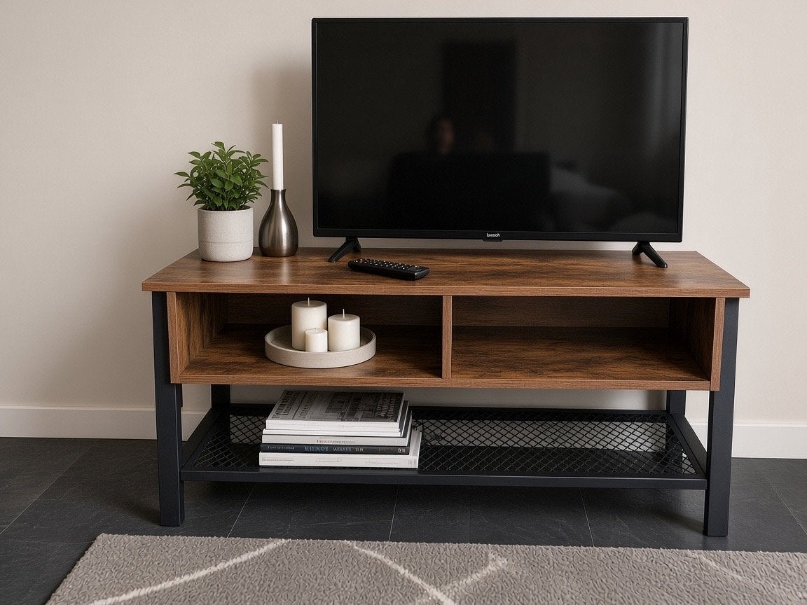 Industriële TV-meubel met opbergruimte, Ophalen, Gebruikt, 100 tot 150 cm, Minder dan 100 cm