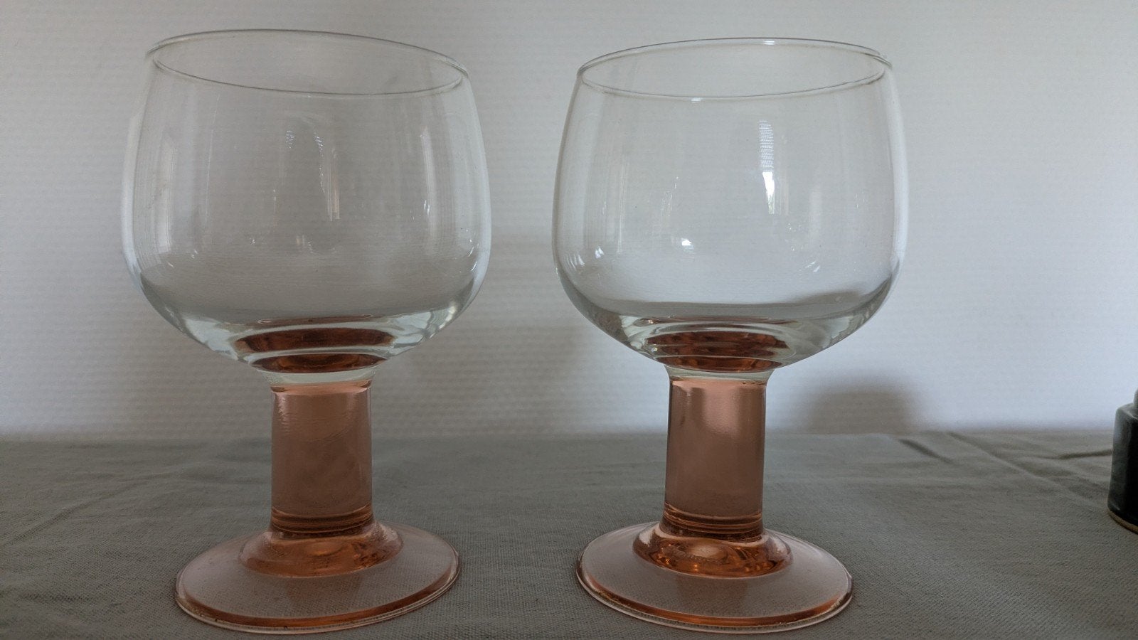 Luminarc Franse chunky glazen abrikozen kleur voet, Ophalen of Verzenden, Zo goed als nieuw, Overige typen