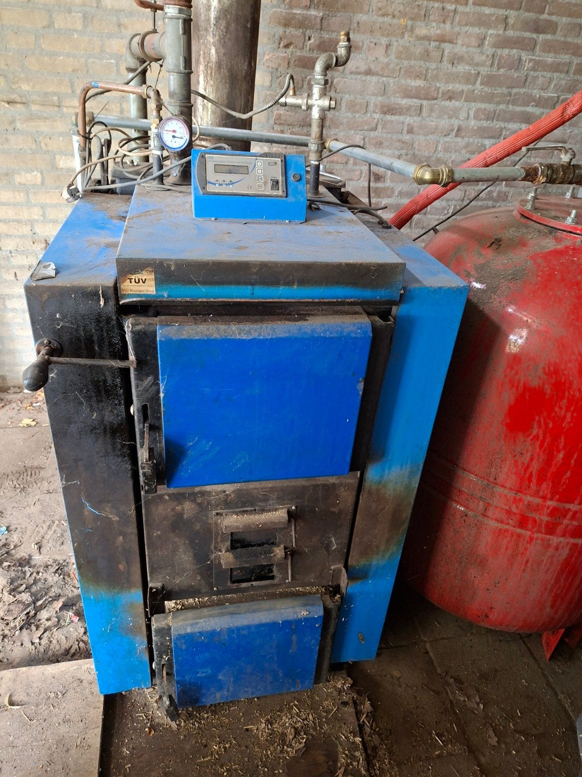 Gebruikte hout CV-ketel met boiler en expansievat, Ophalen, Gebruikt, Cv-ketel of Combi-ketel, 60 tot 150 cm