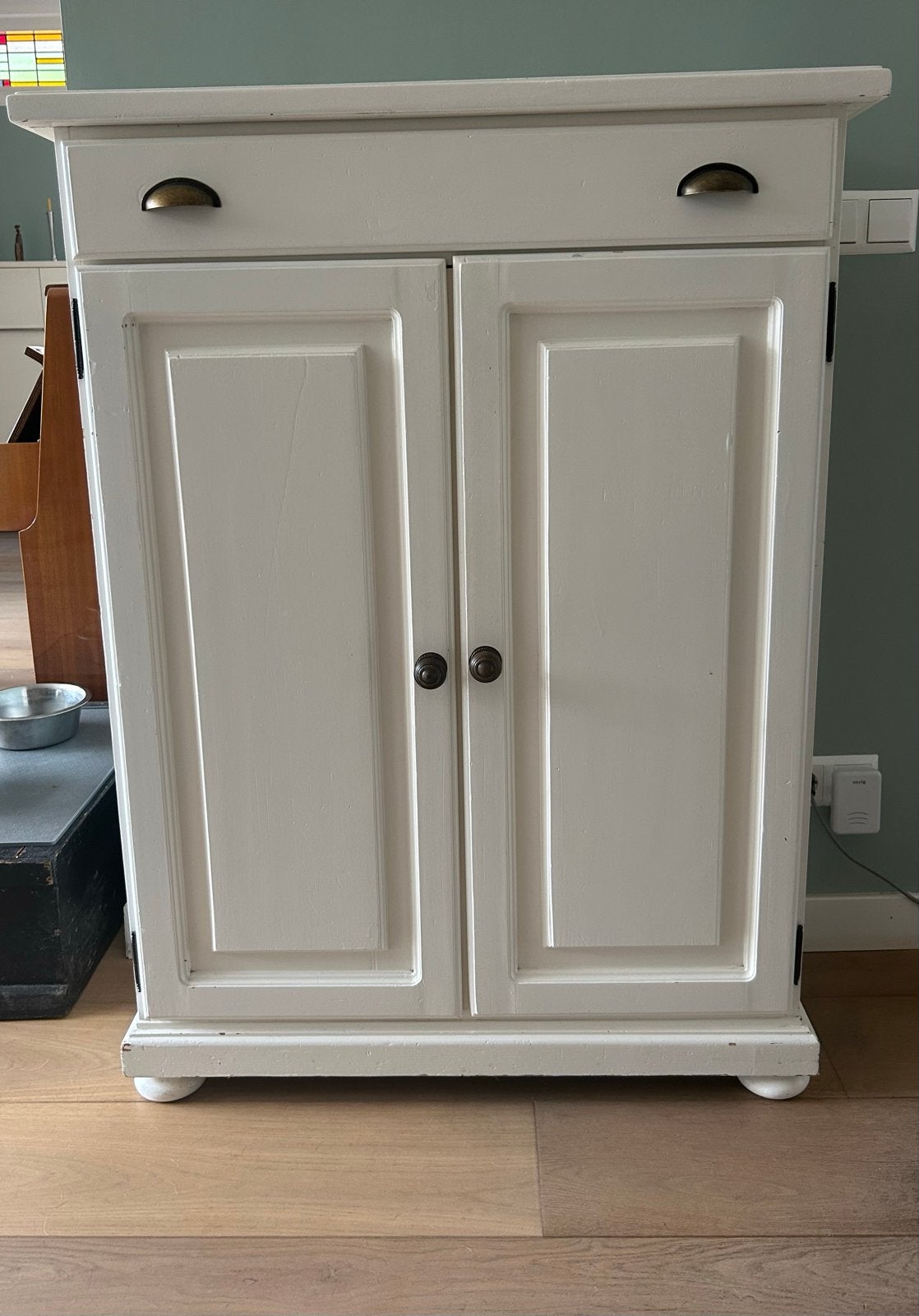 Landelijke penantkast/ brocante kastje met lade en 2 deuren, Antiek en Kunst, Ophalen