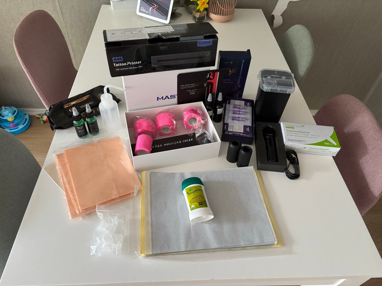 Complete Tattoo Set: Printer, Machine, Inkt & Accessoires, Ophalen of Verzenden, Zo goed als nieuw
