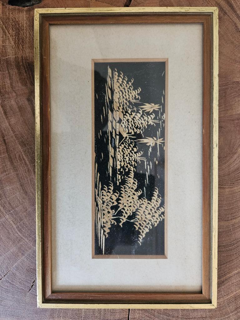 Vintage ingelijste bamboe print - Verkerke Holland, Ophalen of Verzenden
