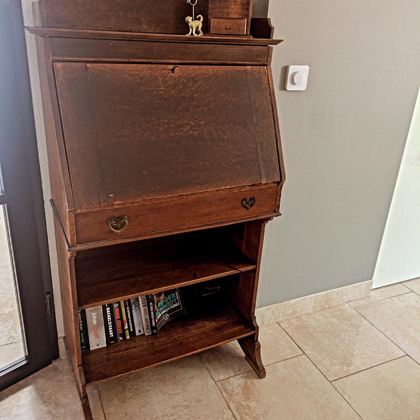 Klassieke eikenhouten klepsecrétaire / vintage schrijfmeubel, Huis en Inrichting, Ophalen of Verzenden