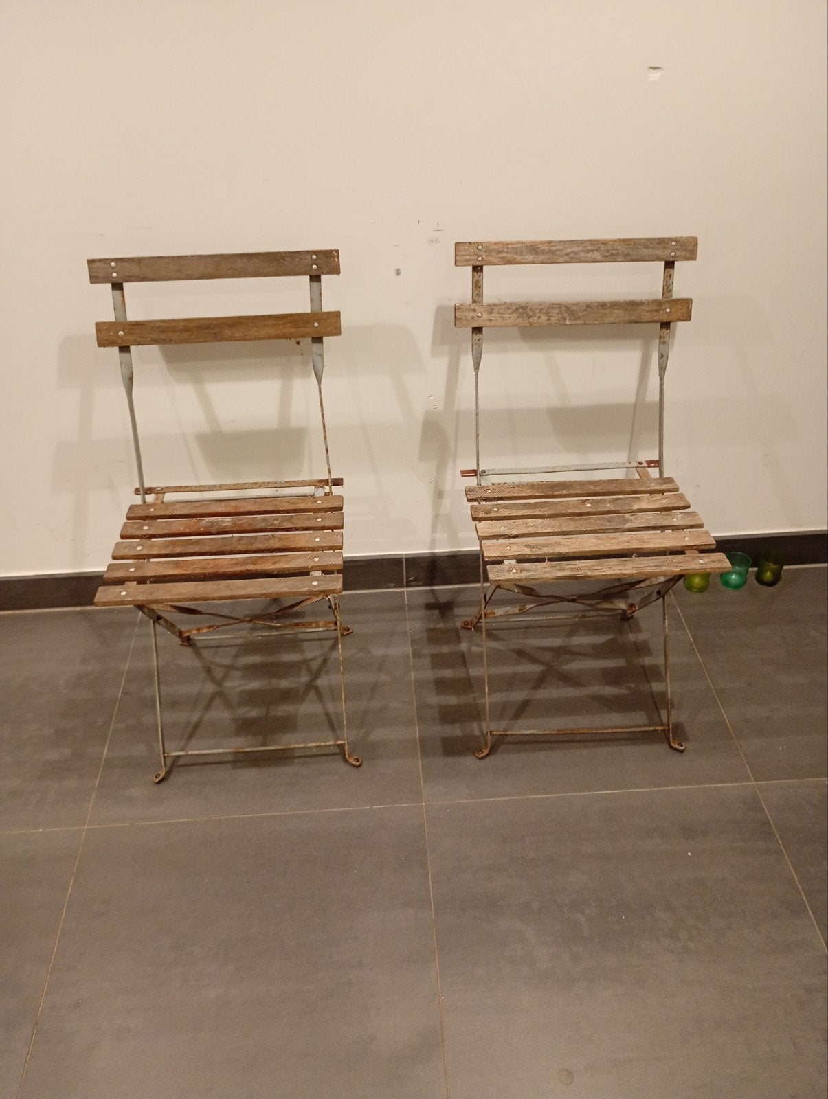 Set van 2 vintage inklapbare tuinstoelen, Ophalen