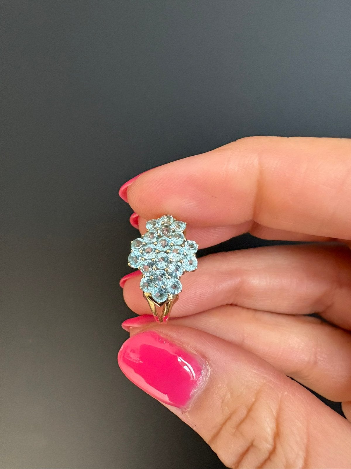 9 karaat gouden ring Aquamarijn, Ophalen of Verzenden, Zo goed als nieuw, 17 tot 18, Met edelsteen