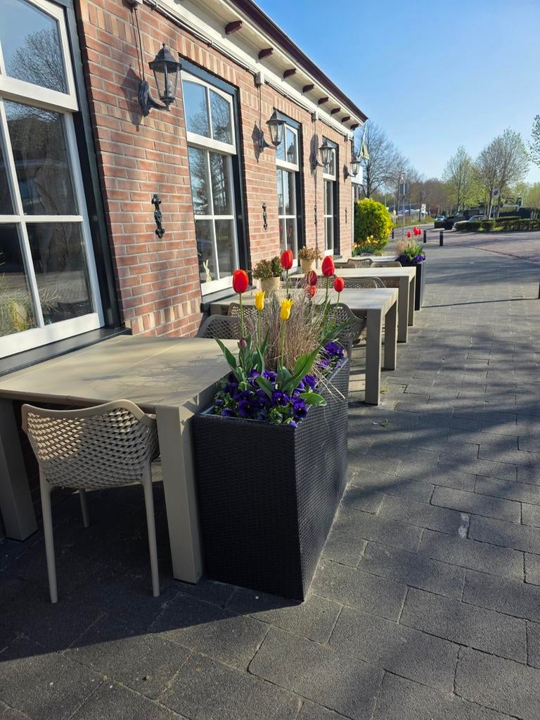 Terras tafels + stoelen, Tuin en Terras, Ophalen, Zo goed als nieuw