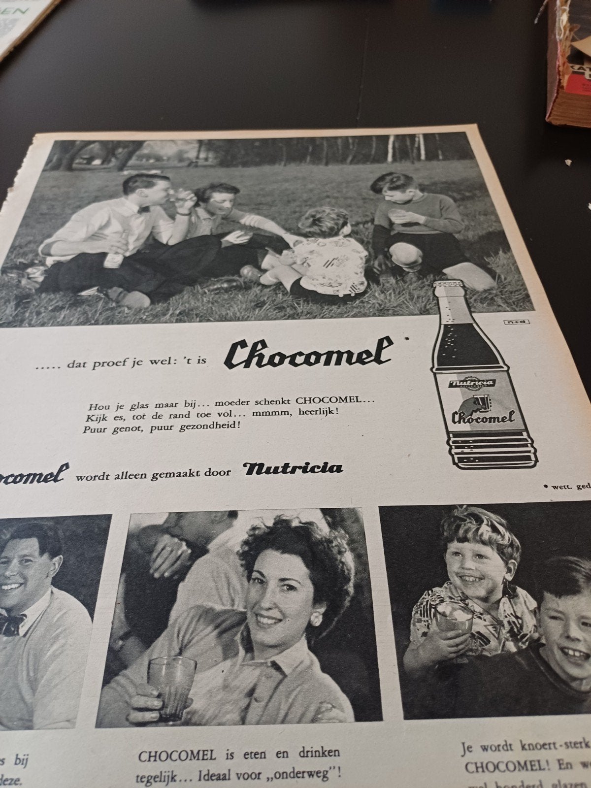 paginagrote Advertentie van Chocomel Nutricia 1957, Verzamelen, Ophalen of Verzenden, Zo goed als nieuw, Overige typen
