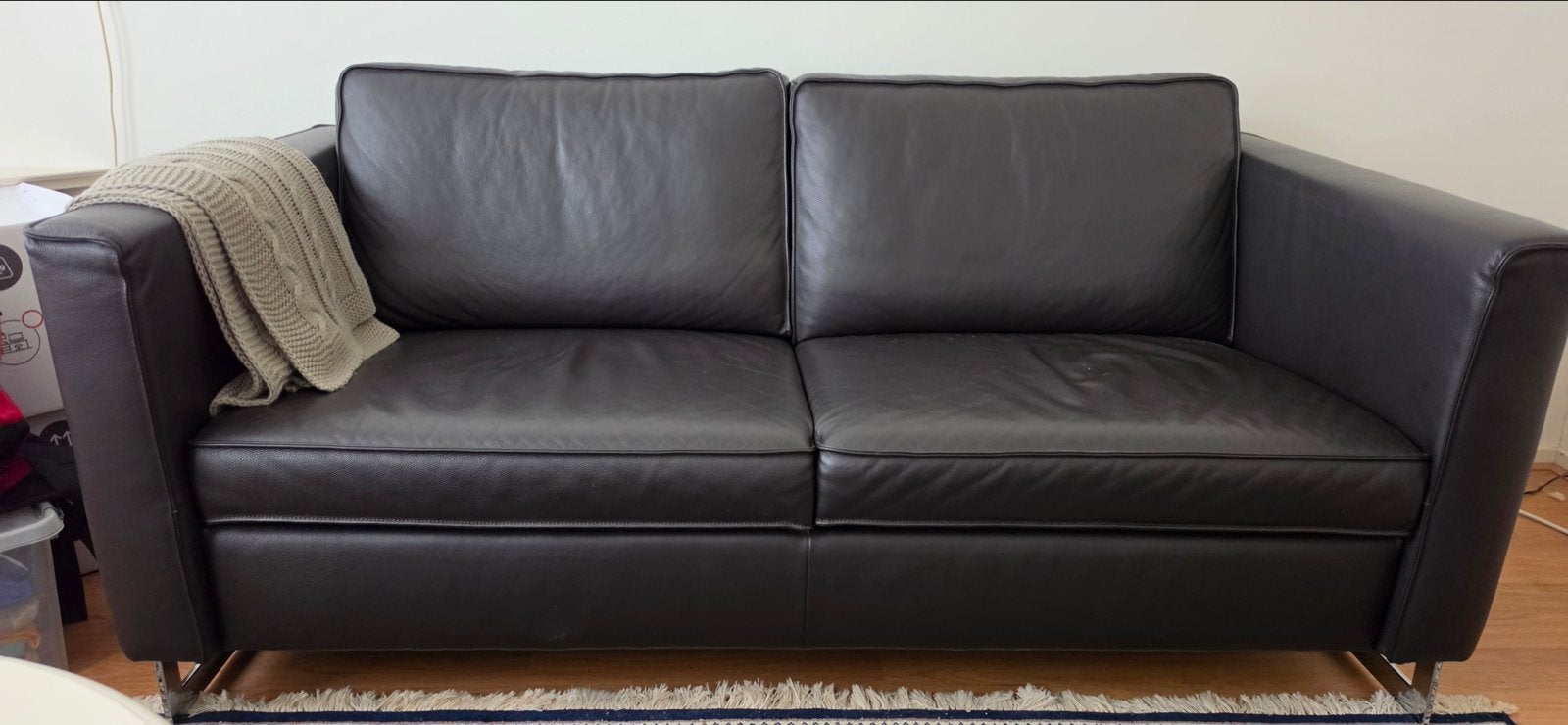 LAATSTE KANS !!! Comfortabele 2 pers. leren bank voor €30, Ophalen, Gebruikt, 150 tot 200 cm, Tweepersoons