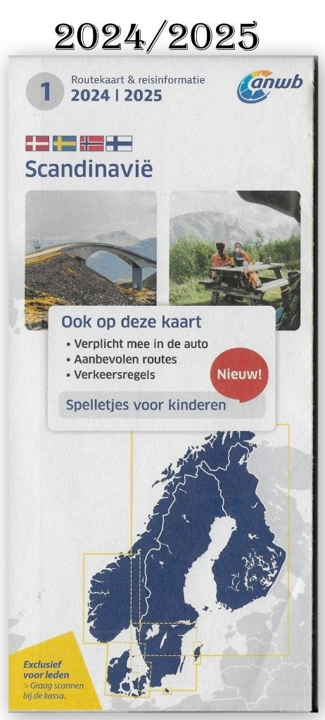 pl08 - ANWB Plattegrond 1 -Scandinavië (2024/ 2025), Ophalen of Verzenden, 1800 tot 2000, Nederland, Landkaart