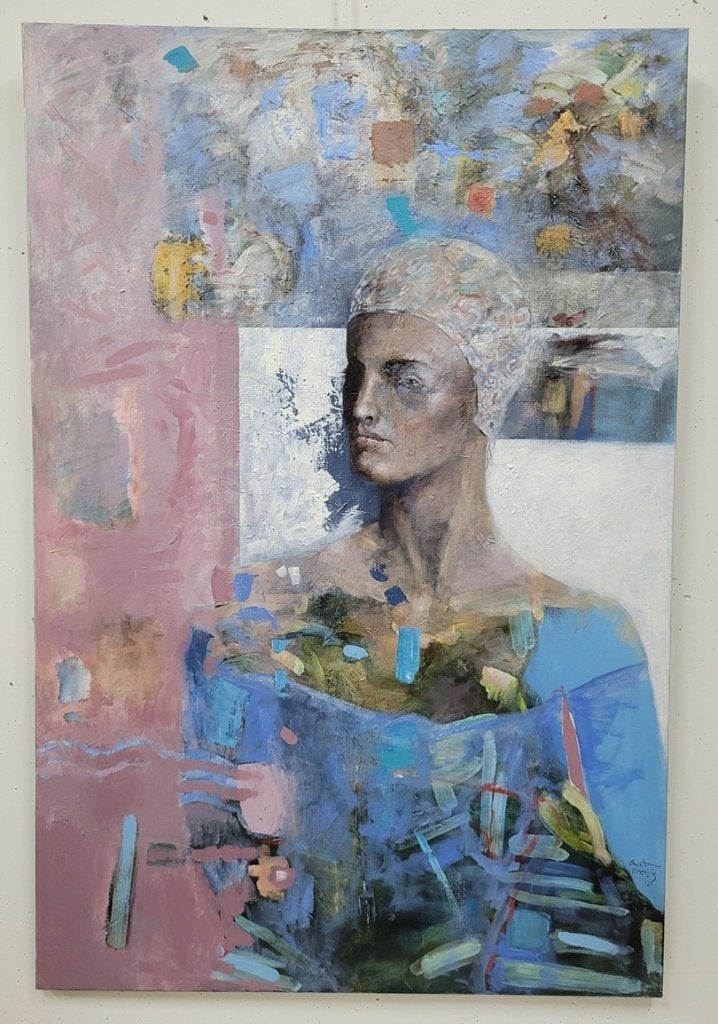 Christian AUSLOOS, de zwemster, Ophalen, Origineel werk, Doek, Portret of Personen
