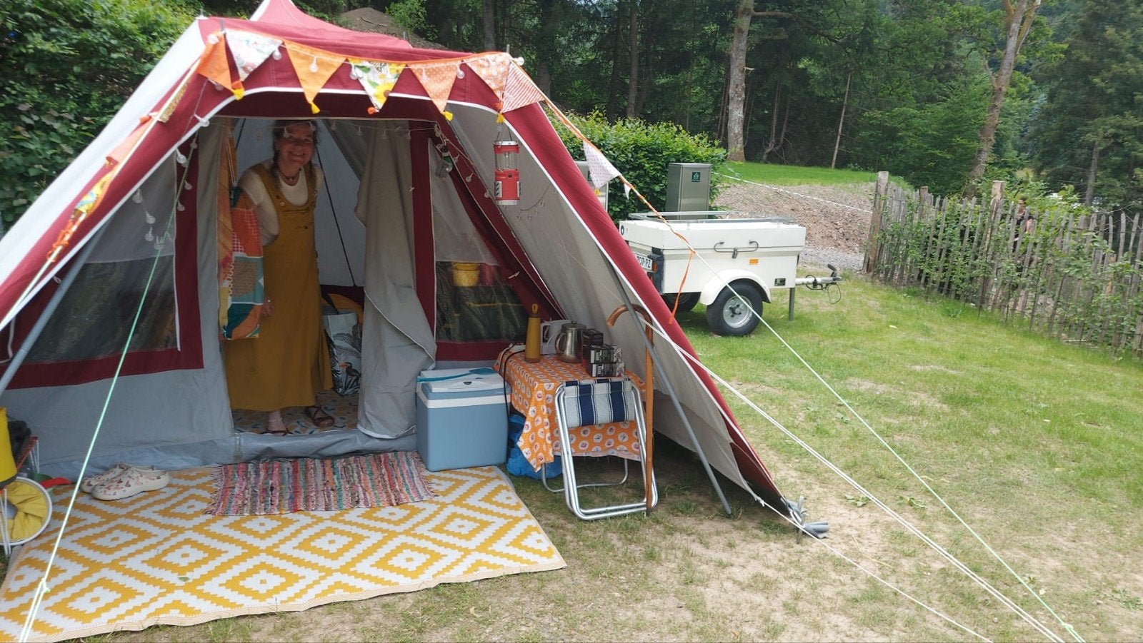 Mooie 4-persoons stormtent  katoen., Caravans en Kamperen, Tenten, Ophalen, Zo goed als nieuw