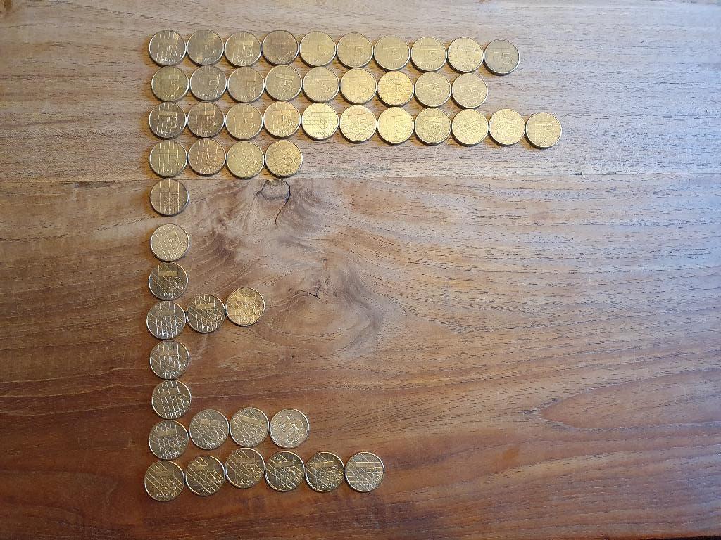 52x 5 Gulden munten, 260 gulden bij elkaar! mooie exemplaren, Ophalen of Verzenden, Koningin Beatrix, 5 gulden