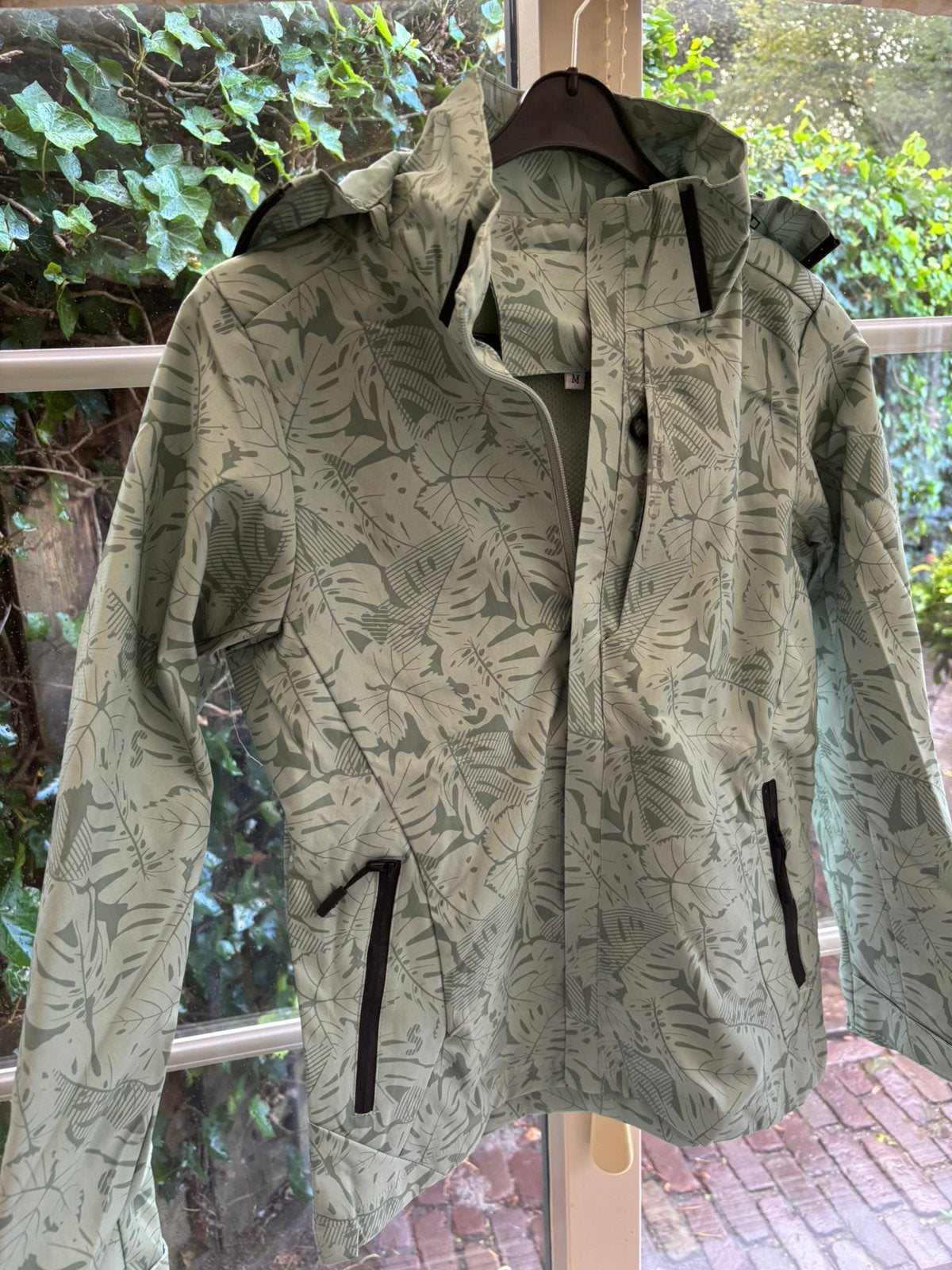 Regenjack met blaadjes print mintgroen, Ophalen of Verzenden, Nieuw, Regenjas