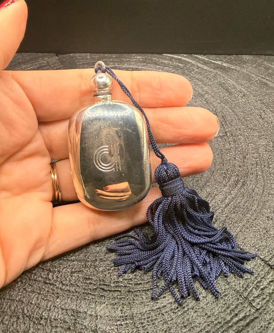 Antieke Zilveren Parfumfles met Kwastje - 925 Zilver, Antiek en Kunst, Verzenden, Zilver