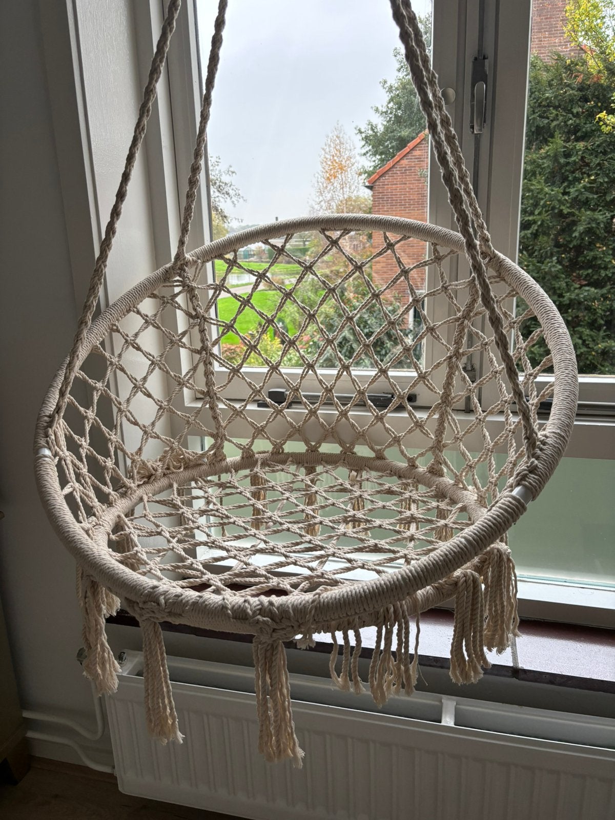 Leuke macramé hangstoel, Ophalen, Opvouwbaar, Zo goed als nieuw, Eenpersoons