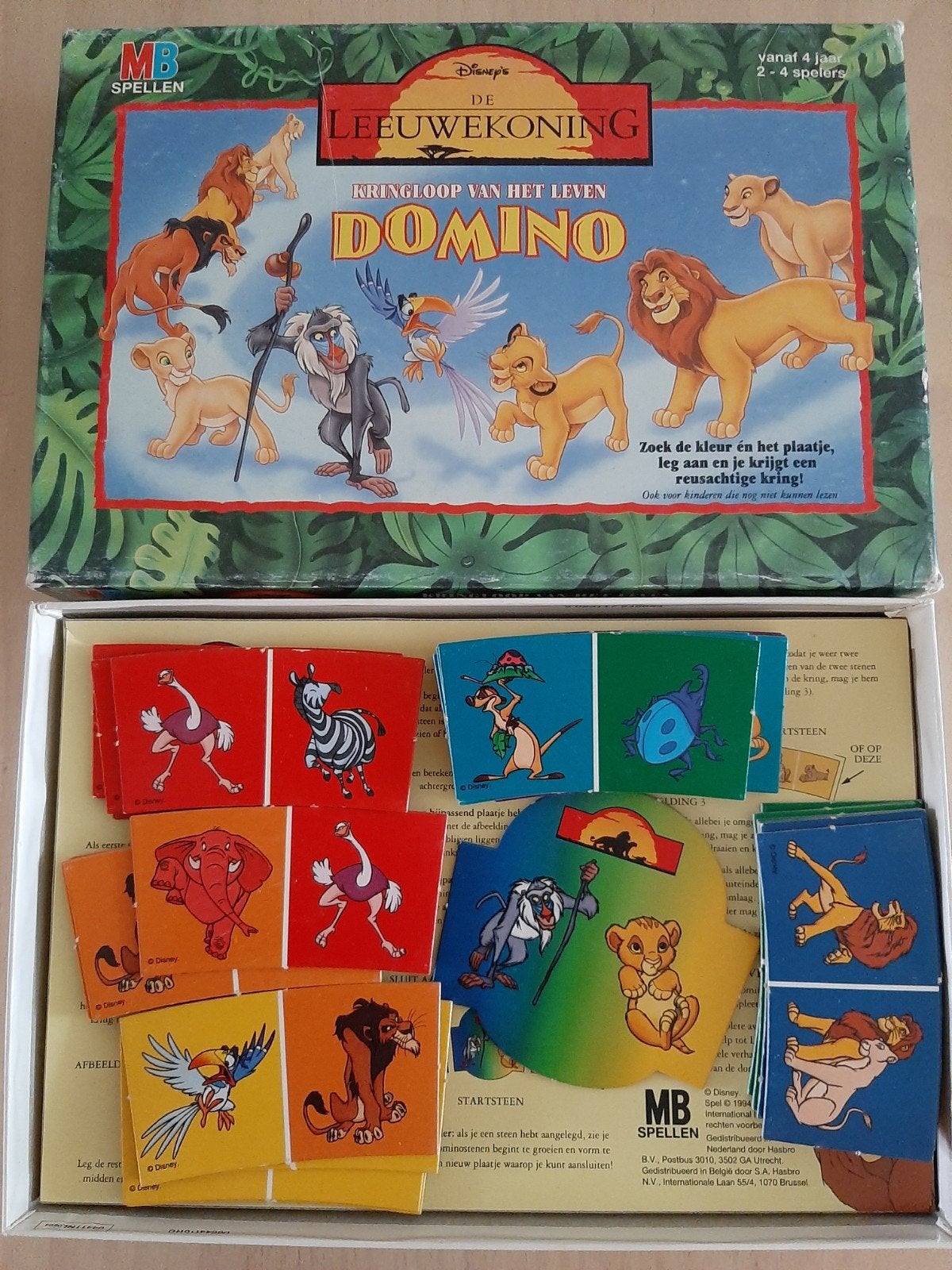 Domino De Kringloop van het leven Lion King MB Spellen (4jr), Drie of vier spelers, Ophalen of Verzenden, Zo goed als nieuw, MB Spellen