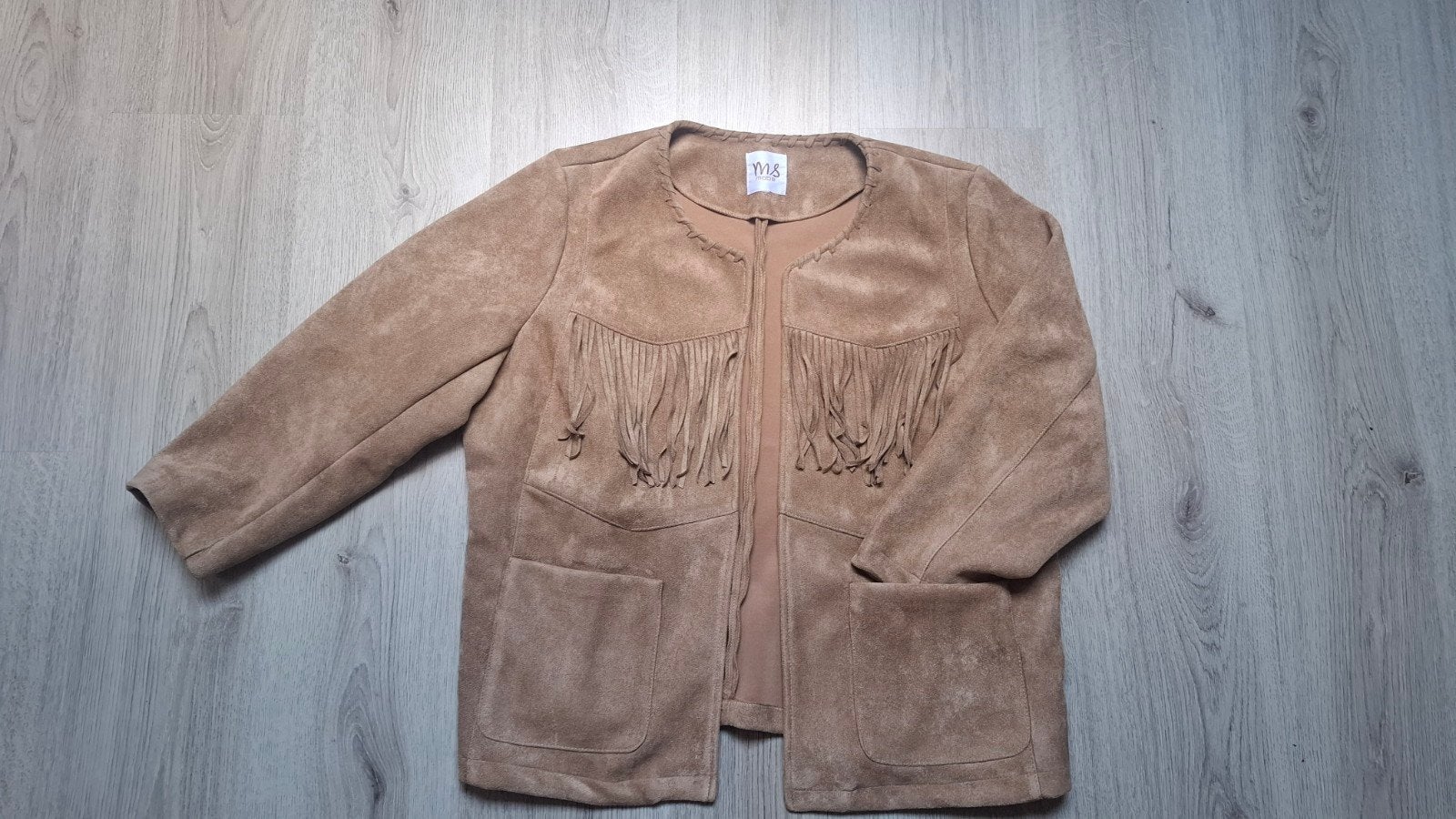 MS Mode suède-look jasje met franjes - Maat M, Kleding | Dames, Maat 38/40 (M), Bruin, Ophalen of Verzenden, Zo goed als nieuw