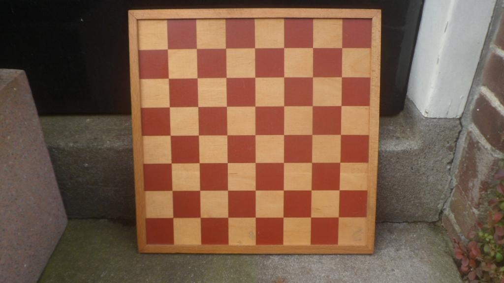Houten schaakbord dambord 37,5 x 37,5 cm., Een of twee spelers, Ophalen of Verzenden, Gebruikt