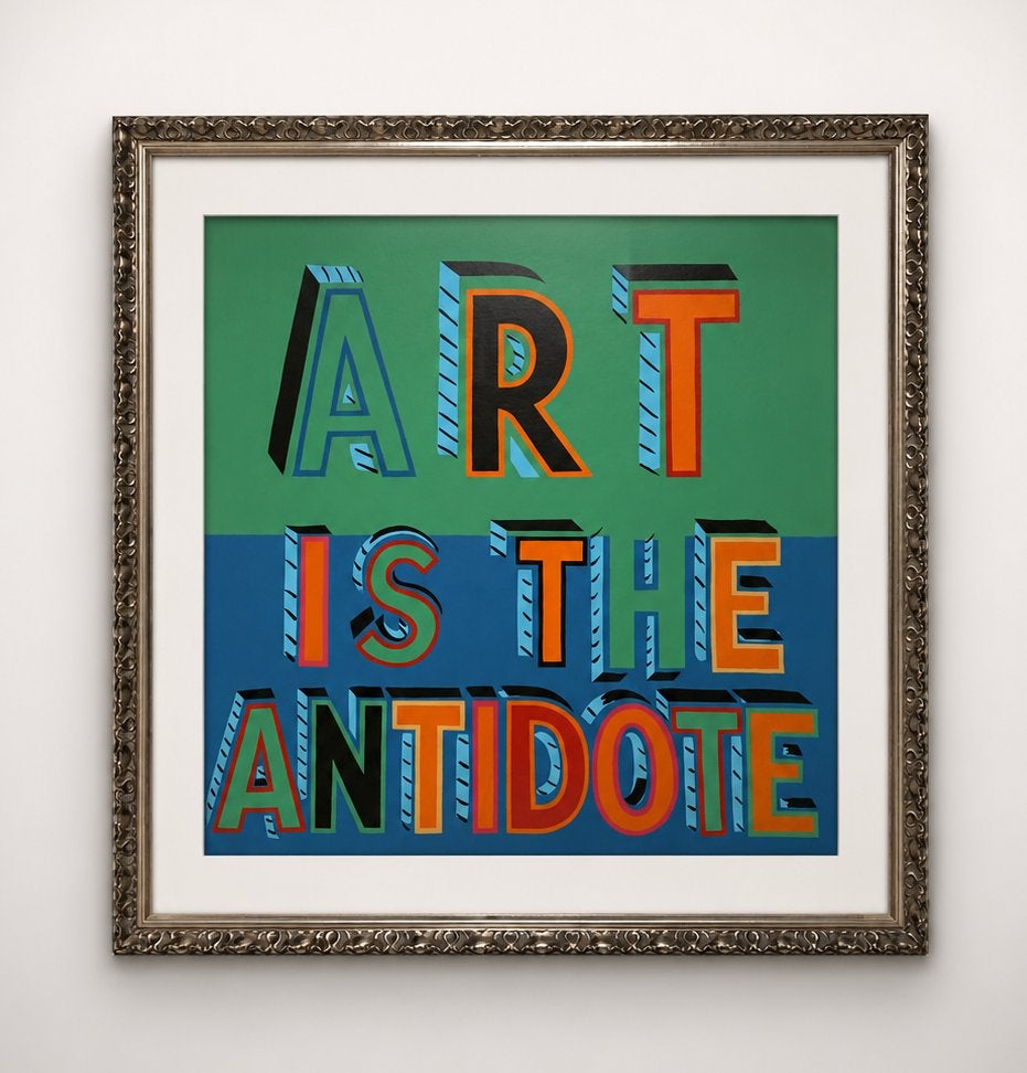 Art is the antidote Offset Lithography 55 x 55cm frame, Ophalen, Zeefdruk